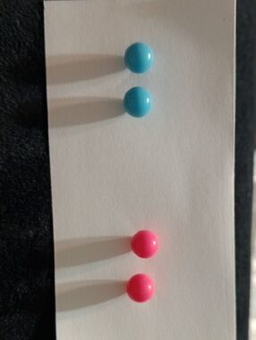 Turquoise and Hot Pink Round Stud Earrings - Women Jewelry Earrings